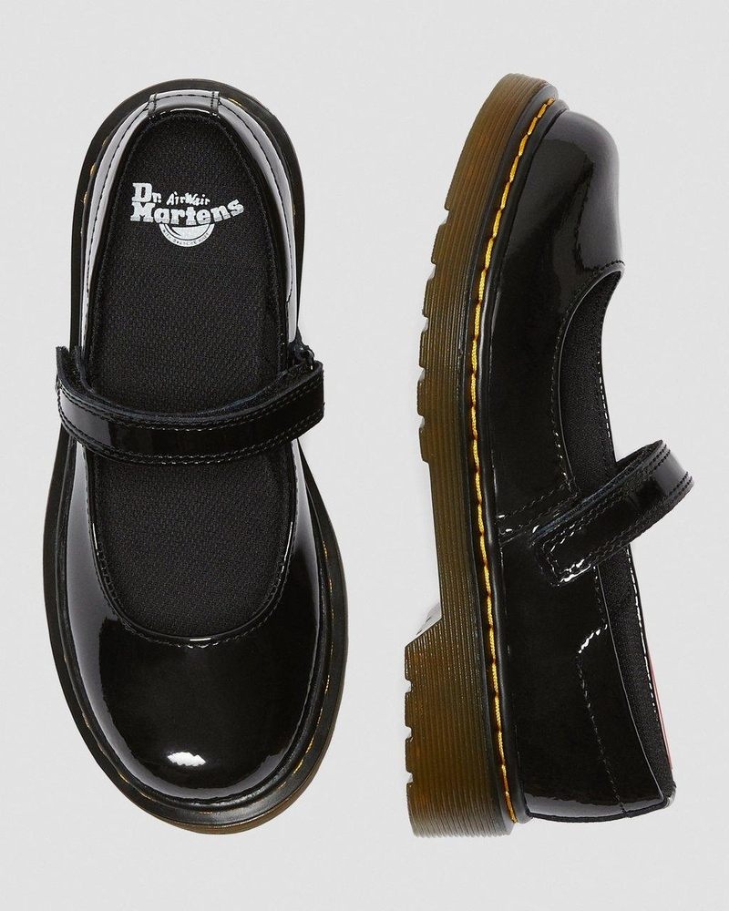 Black Dr Martens Junior Maccy Patent Leather Mary Jane Shoes (Patent Leather) Shoes | AX86-M6RJ