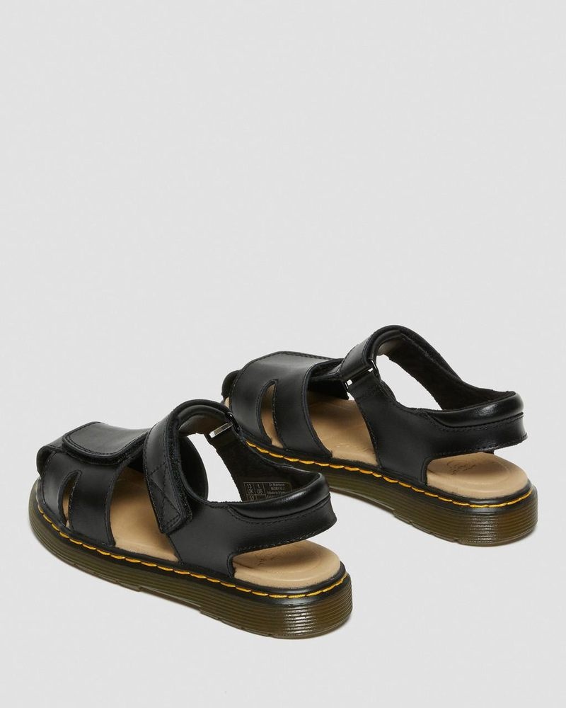 Black Dr Martens Junior Moby II Leather Velcro Sandals (T Lamper) Sandals | UR67-W8HK