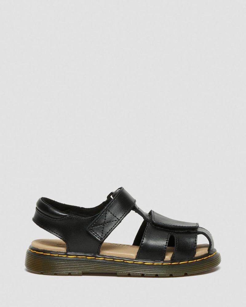 Black Dr Martens Junior Moby II Leather Velcro Sandals (T Lamper) Sandals | UR67-W8HK