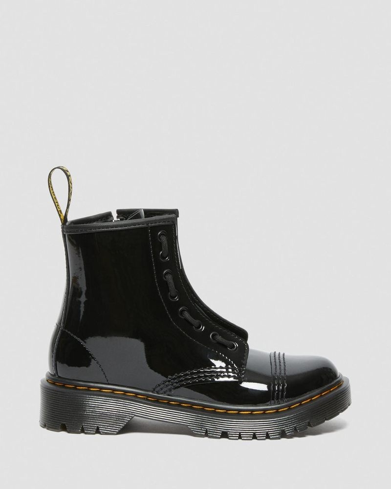 Black Dr Martens Junior Sinclair Bex Patent Leather Boots (Patent Leather) Boots | AW71-Z6TO