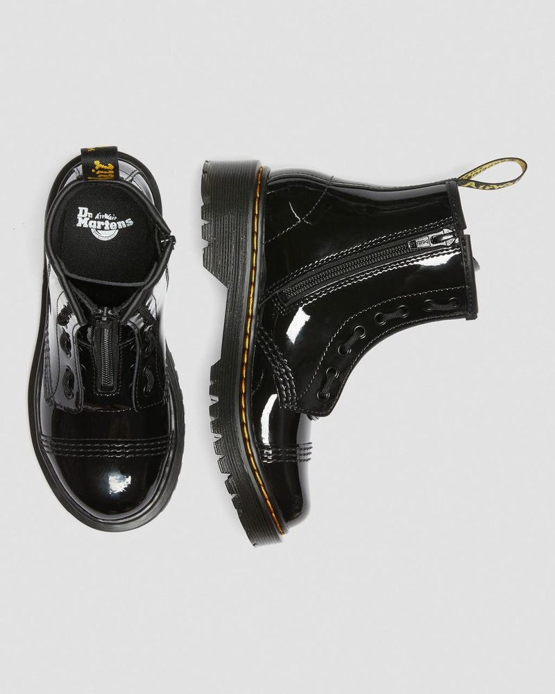 Black Dr Martens Junior Sinclair Bex Patent Leather Boots (Patent Leather) Boots | AW71-Z6TO