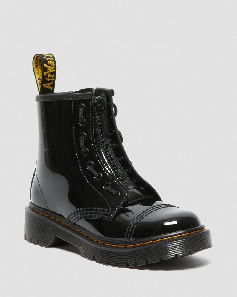 Black Dr Martens Junior Sinclair Bex Patent Leather Boots (Patent Leather) Boots | AW71-Z6TO