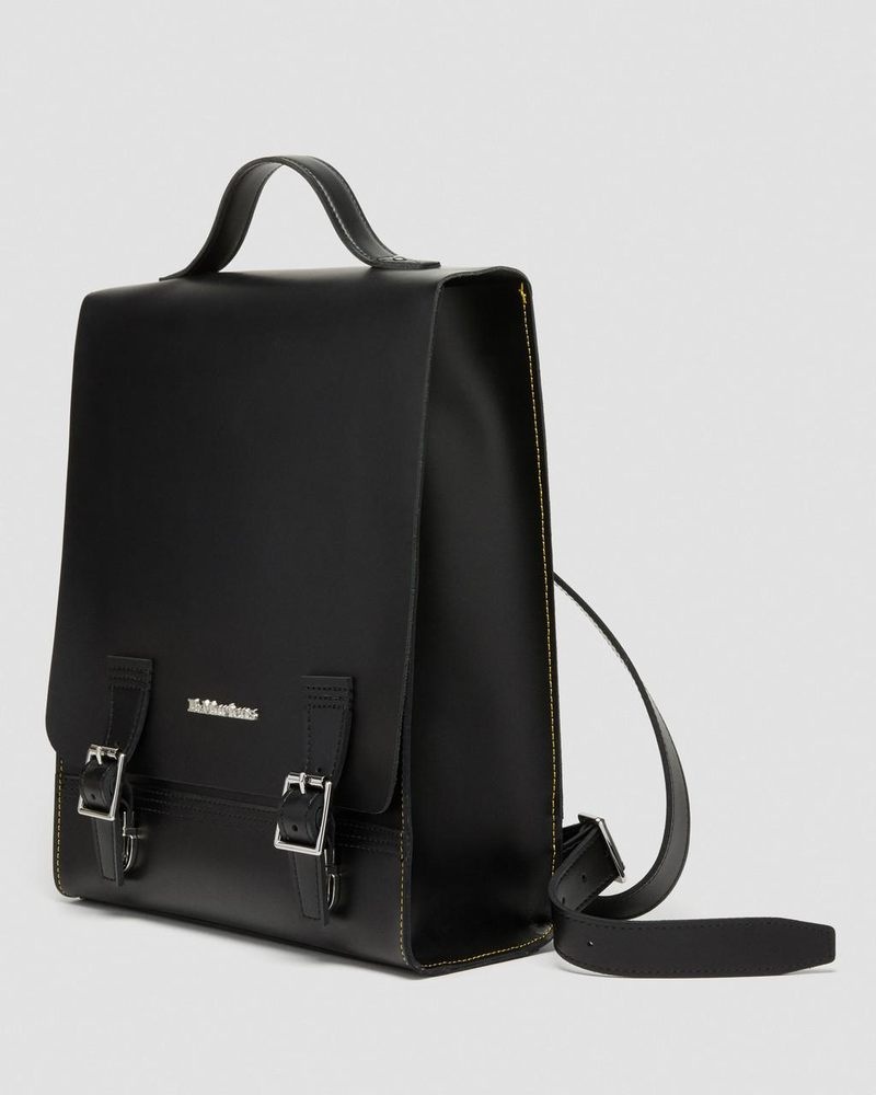 Black Dr Martens Leather Box Backpack (Kiev) Bags & Backpacks | VH42-O0TJ