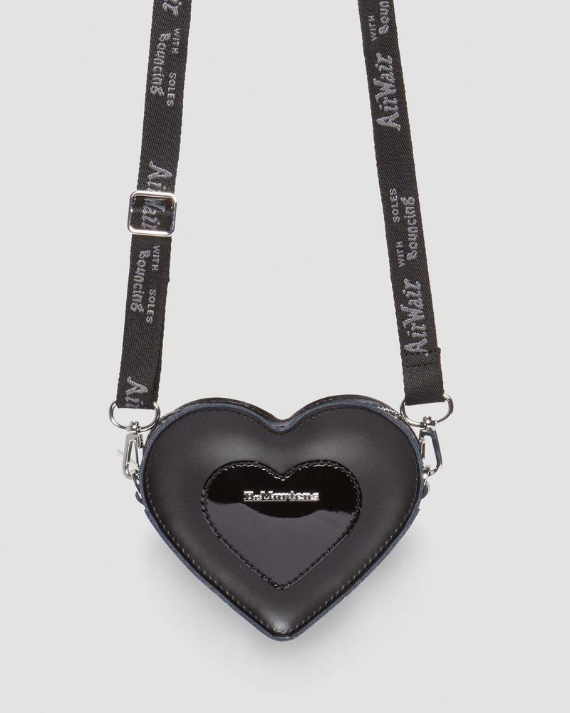 Black Dr Martens Mini Heart Shaped Kiev & Patent Leather Bag (Kiev+Patent Lamper) Bags & Backpacks | VP09-Q6OM