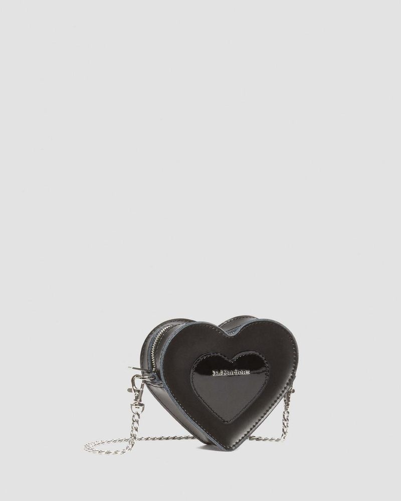 Black Dr Martens Mini Heart Shaped Kiev & Patent Leather Bag (Kiev+Patent Lamper) Bags & Backpacks | VP09-Q6OM