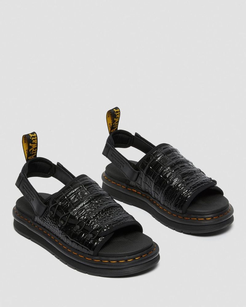 Black Dr Martens Mura Suicoke Croco Leather Sandals (New Vibrance Croco) Sandals | CF88-X7TD