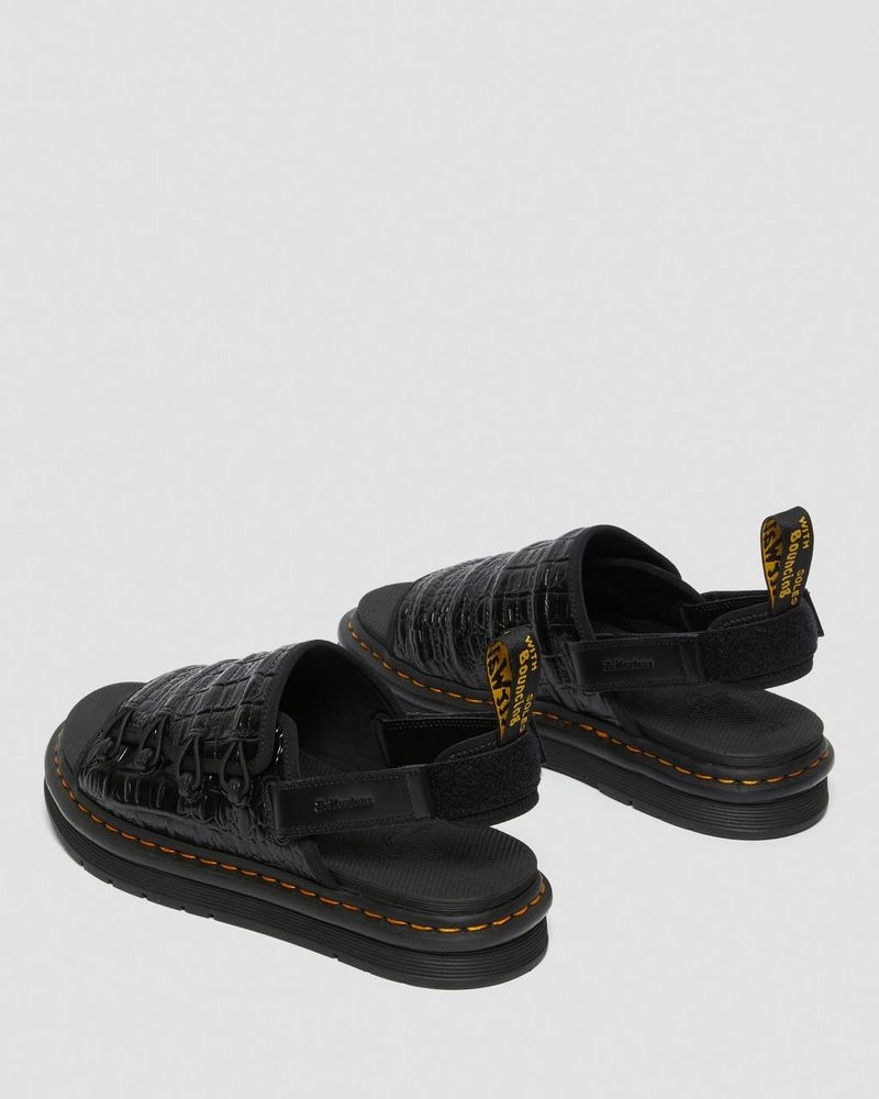 Black Dr Martens Mura Suicoke Croco Leather Sandals (New Vibrance Croco) Sandals | CF88-X7TD