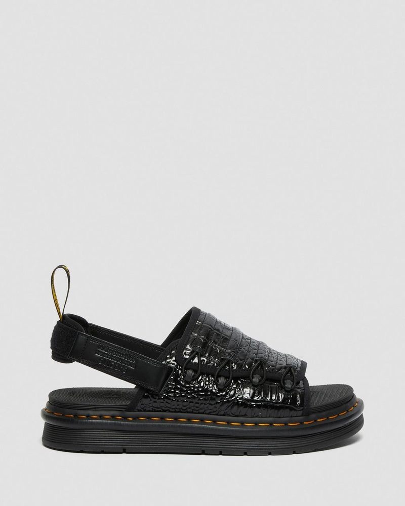 Black Dr Martens Mura Suicoke Croco Leather Sandals (New Vibrance Croco) Sandals | CF88-X7TD