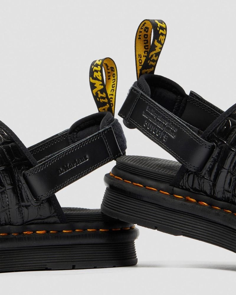 Black Dr Martens Mura Suicoke Croco Leather Sandals (New Vibrance Croco) Sandals | CF88-X7TD