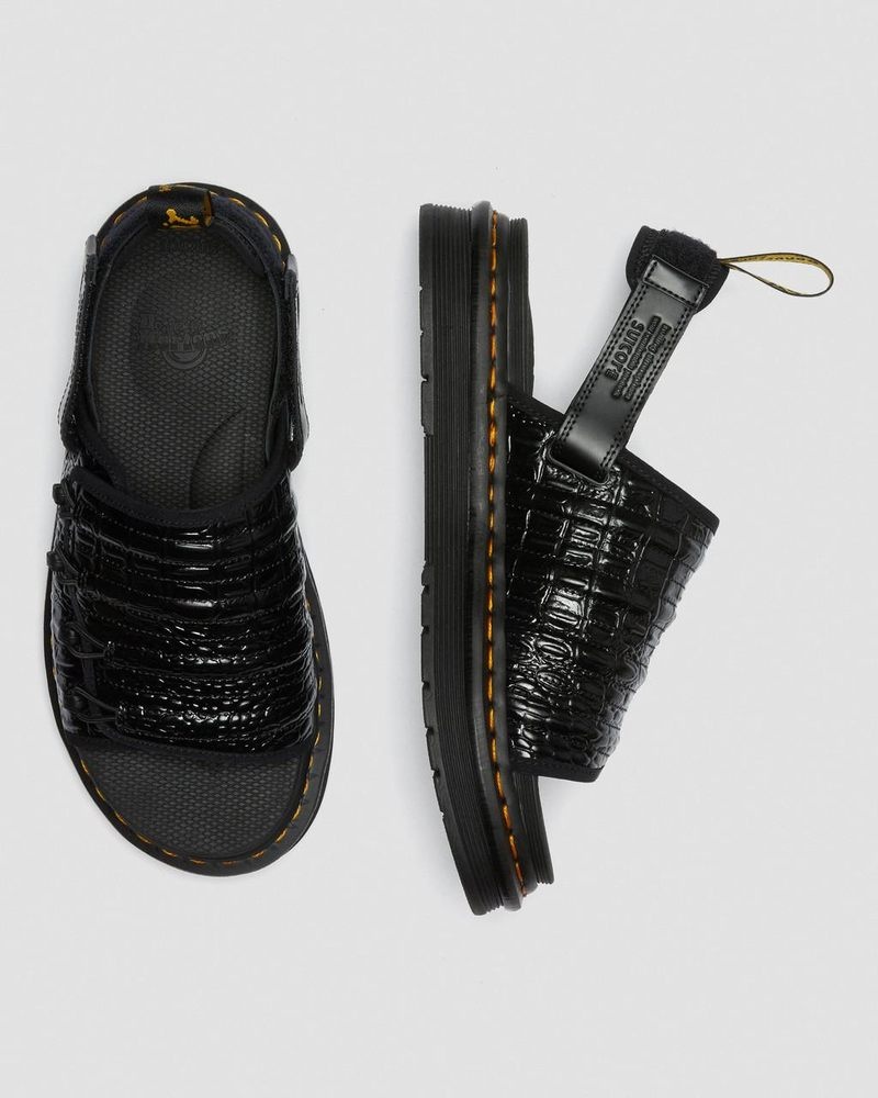 Black Dr Martens Mura Suicoke Croco Leather Sandals (New Vibrance Croco) Sandals | CF88-X7TD