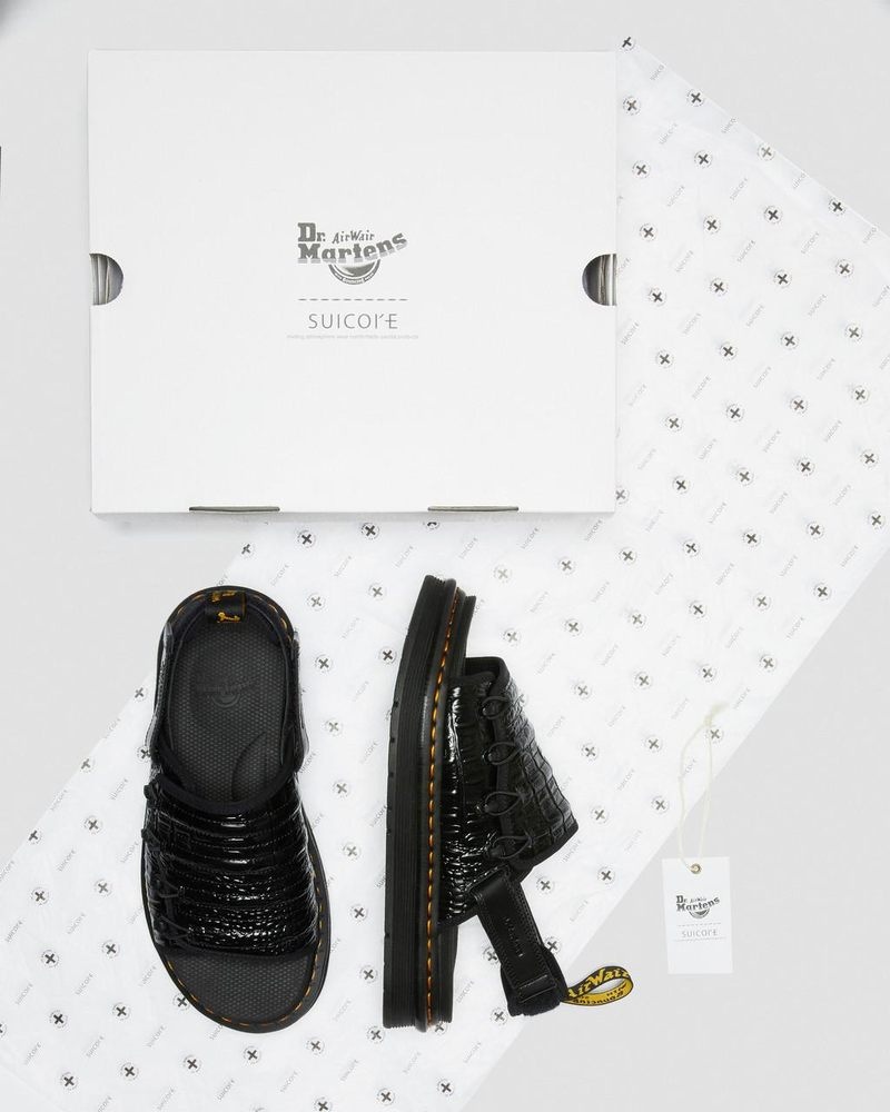 Black Dr Martens Mura Suicoke Croco Leather Sandals (New Vibrance Croco) Sandals | CF88-X7TD