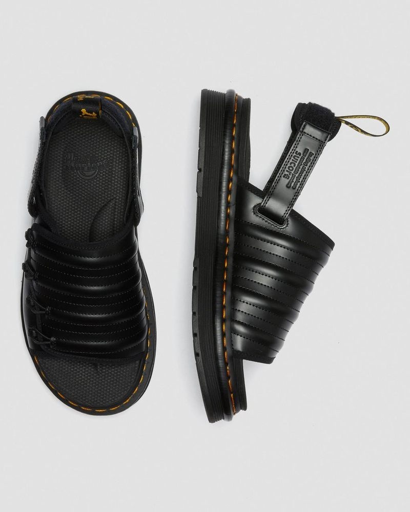 Black Dr Martens Mura Suicoke Leather Sandals Sandals | CO10-S4LX