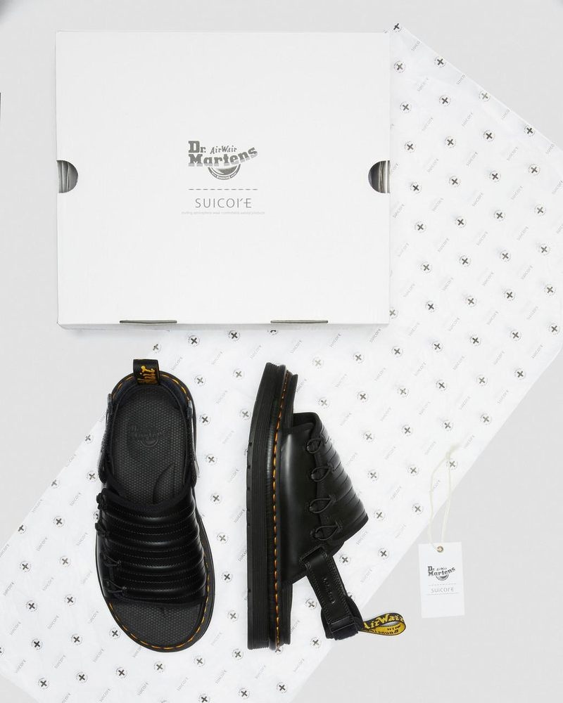 Black Dr Martens Mura Suicoke Leather Sandals Sandals | CO10-S4LX