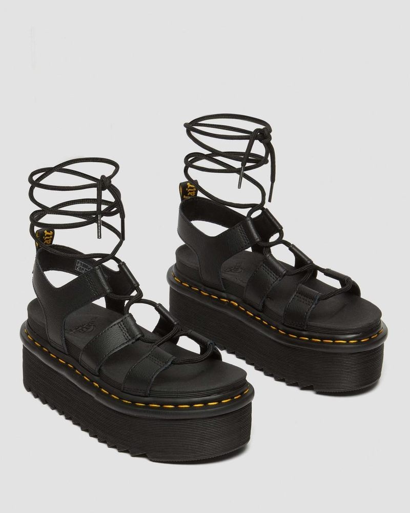 Black Dr Martens Nartilla Athena Leather Gladiator Platform Sandals (Athena) Platforms Sandals | SG48-Z0LM