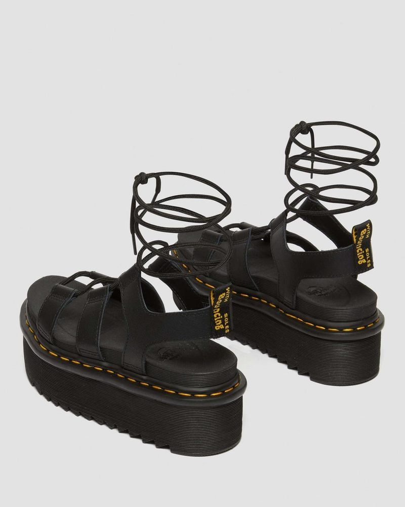 Black Dr Martens Nartilla Athena Leather Gladiator Platform Sandals (Athena) Platforms Sandals | SG48-Z0LM