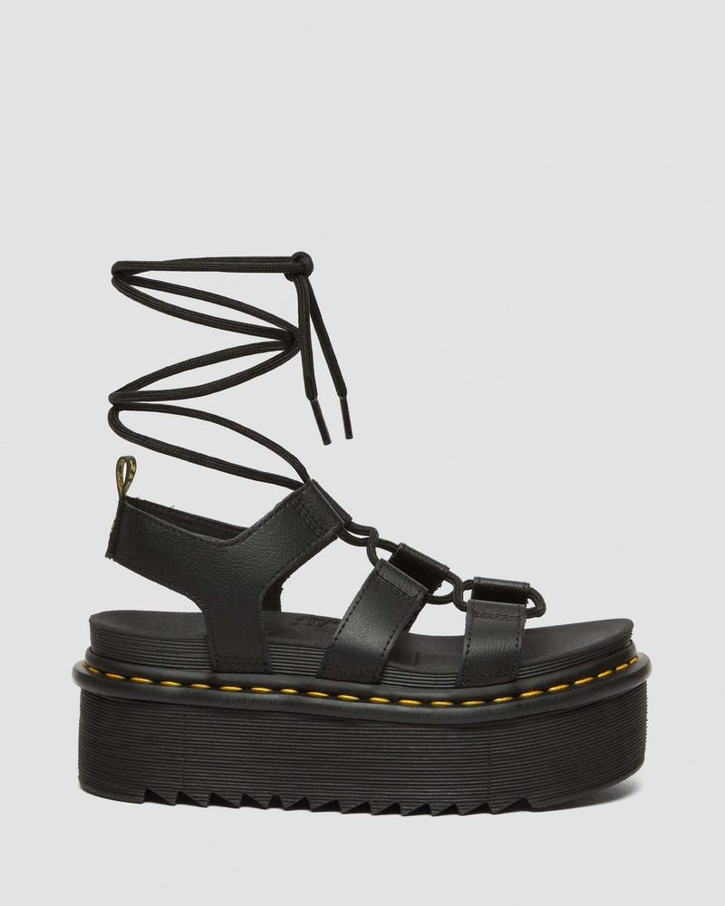 Black Dr Martens Nartilla Athena Leather Gladiator Platform Sandals (Athena) Platforms Sandals | SG48-Z0LM