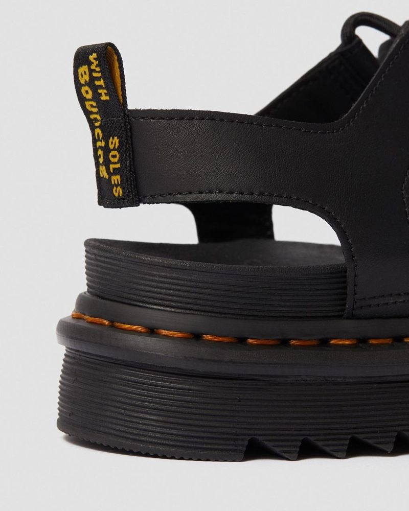 Black Dr Martens Nartilla - Leather Gladiator Sandals (Hydro Leather) Platforms Sandals | GQ71-H5CK