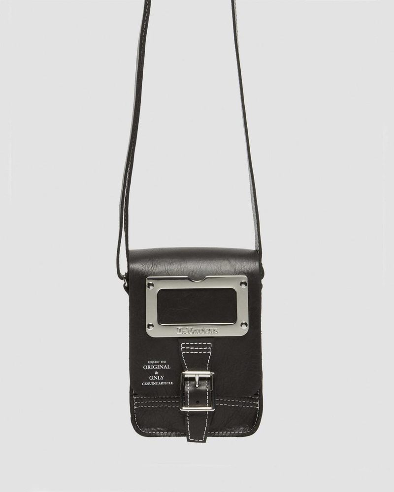 Black Dr Martens Overdrive Leather Vertical Crossbody Bag (Overdrive) Bags & Backpacks | OG82-C6XH