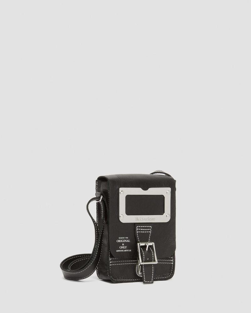 Black Dr Martens Overdrive Leather Vertical Crossbody Bag (Overdrive) Bags & Backpacks | OG82-C6XH