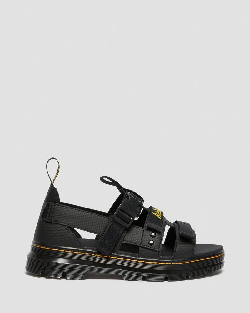 Black Dr Martens Pearson Webbing Sandals (Element+Webbing) Sandals | TT51-V2GQ