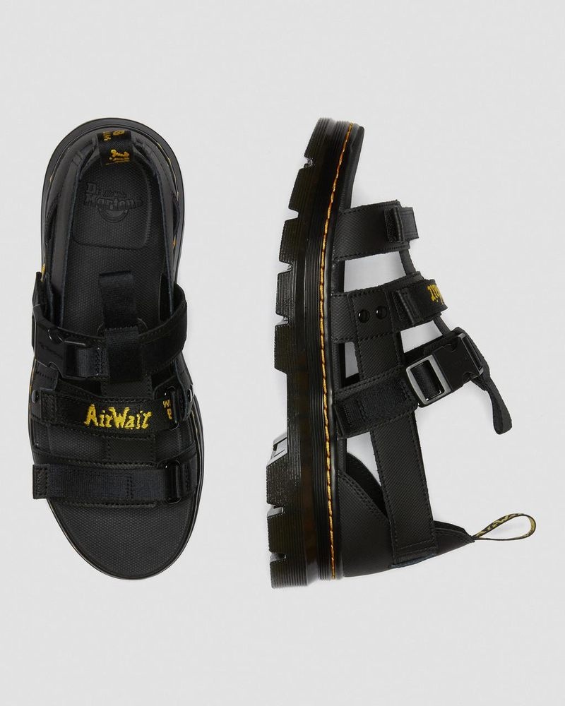 Black Dr Martens Pearson Webbing Sandals (Element+Webbing) Sandals | TT51-V2GQ