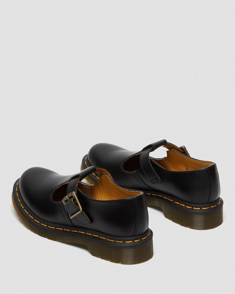 Black Dr Martens Polley Smooth Leather Mary Janes (Smooth Leather) Shoes | JI89-K8IE