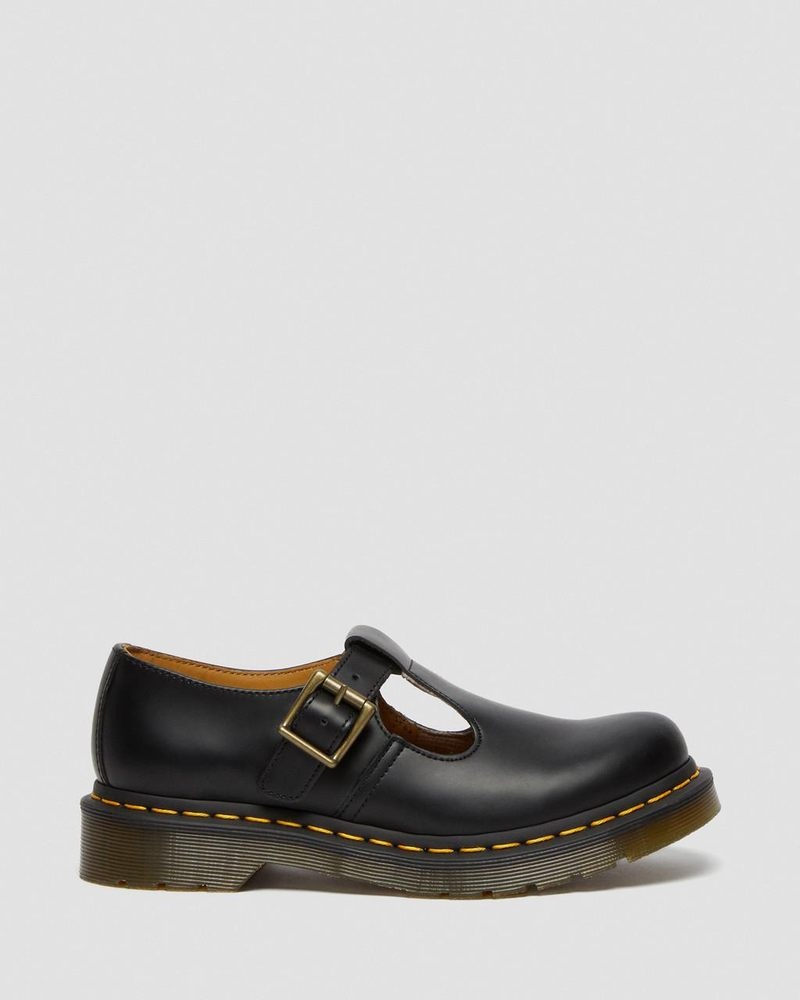 Black Dr Martens Polley Smooth Leather Mary Janes (Smooth Leather) Shoes | JI89-K8IE