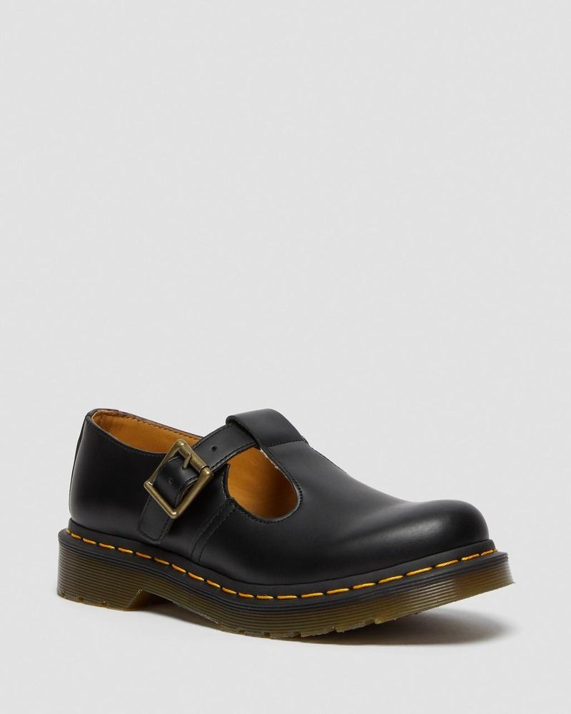 Black Dr Martens Polley Smooth Leather Mary Janes (Smooth Leather) Shoes | JI89-K8IE