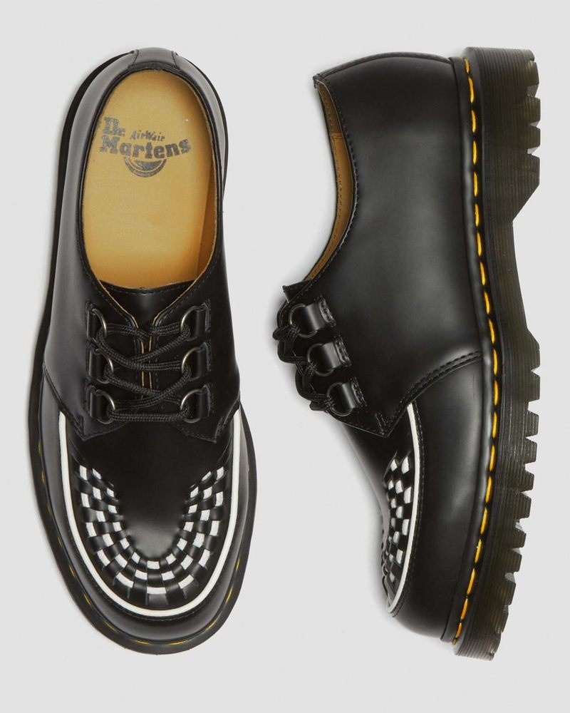 Black Dr Martens Ramsey Smooth Leather Creepers (Smooth Leather) Shoes | ER71-E9QI