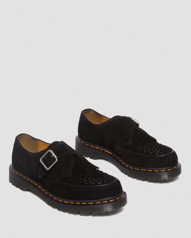 Black Dr Martens Ramsey Suede Kiltie Buckle Creepers (Desert Oasis Suede) Shoes | SF82-A0NM