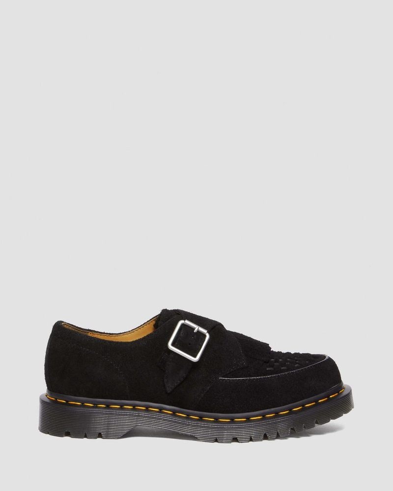 Black Dr Martens Ramsey Suede Kiltie Buckle Creepers (Desert Oasis Suede) Shoes | SF82-A0NM