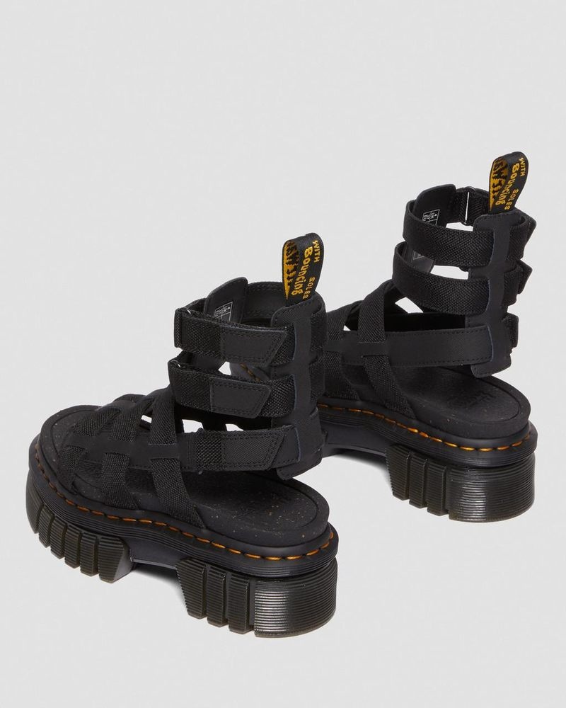 Black Dr Martens Ricki Leather Platform Gladiator Sandals (Ajax+Extra Tough 50/50) Sandals | HN63-S1TB