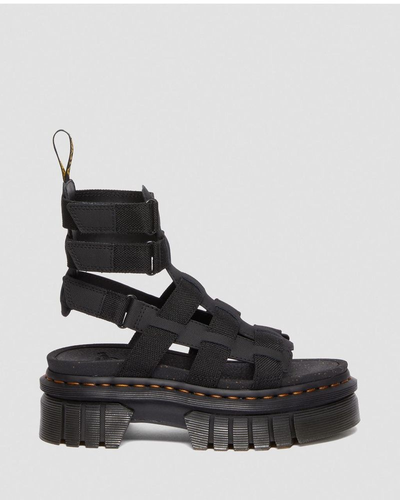 Black Dr Martens Ricki Leather Platform Gladiator Sandals (Ajax+Extra Tough 50/50) Sandals | HN63-S1TB