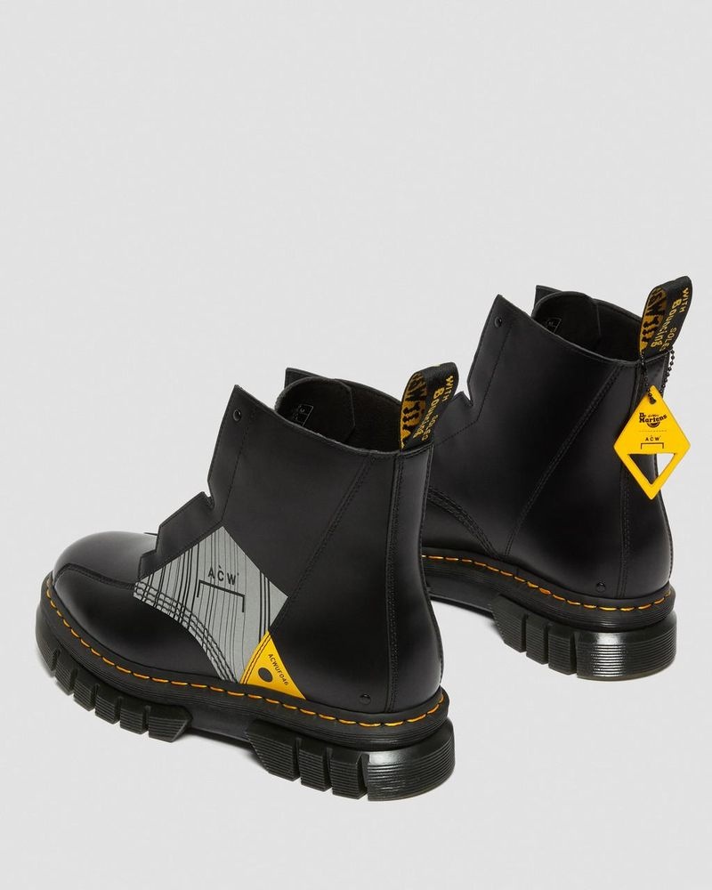 Black Dr Martens Rikard A-Cold-Wall* Leather Platform Boots (Smooth Leather) Platforms Boots | LV55-G0GF