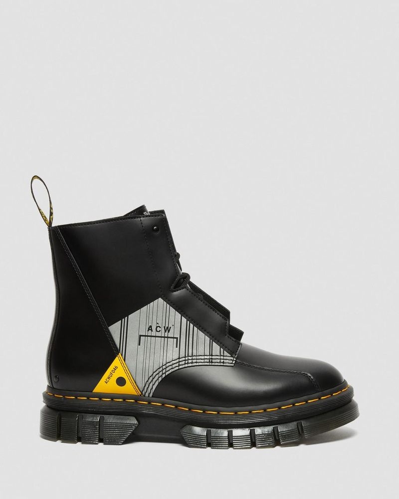 Black Dr Martens Rikard A-Cold-Wall* Leather Platform Boots (Smooth Leather) Platforms Boots | LV55-G0GF