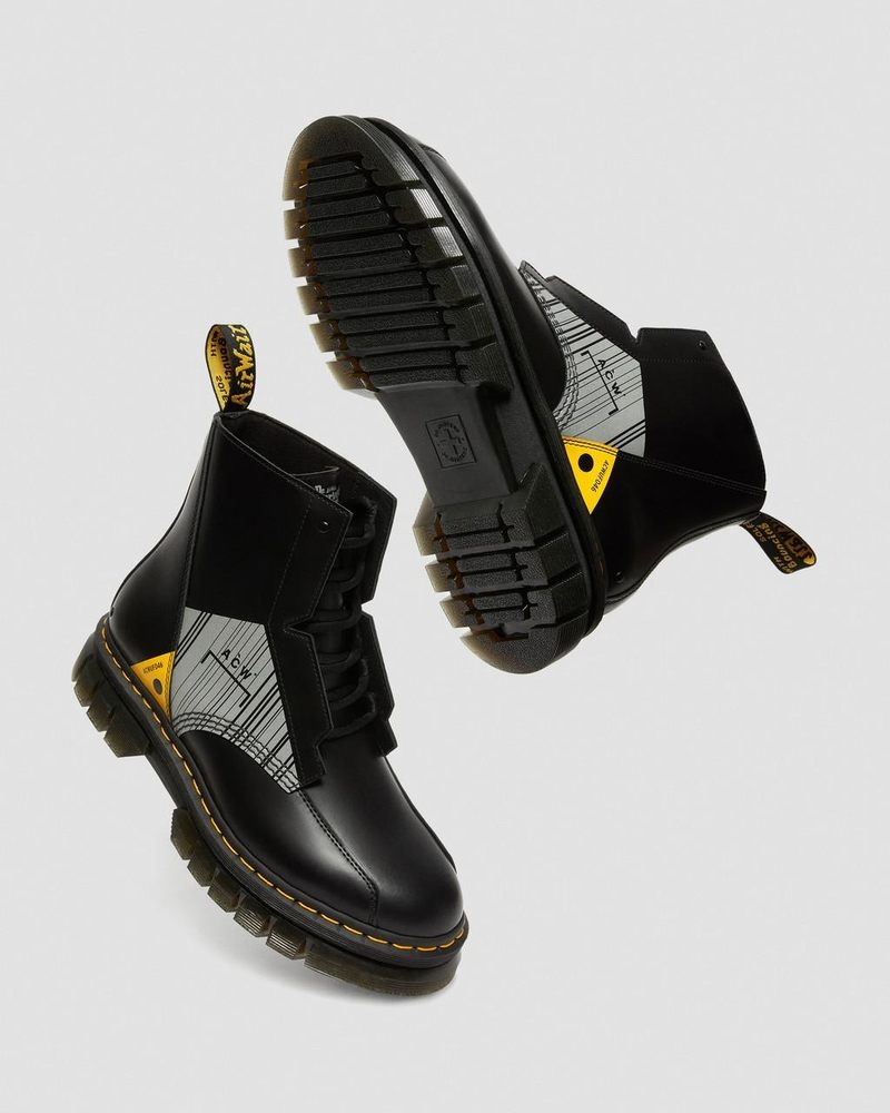 Black Dr Martens Rikard A-Cold-Wall* Leather Platform Boots (Smooth Leather) Platforms Boots | LV55-G0GF