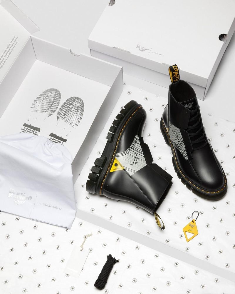 Black Dr Martens Rikard A-Cold-Wall* Leather Platform Boots (Smooth Leather) Platforms Boots | LV55-G0GF