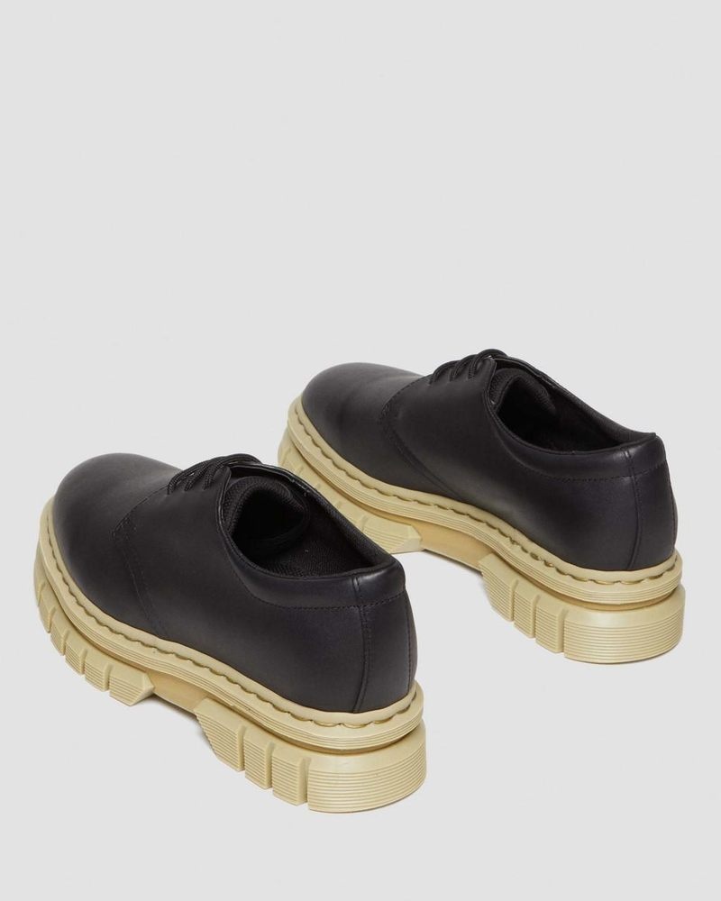 Black Dr Martens Rikard Contrast Sole Leather Platform Shoes (Polished Lucido) Platforms Shoes | EV69-S9CF