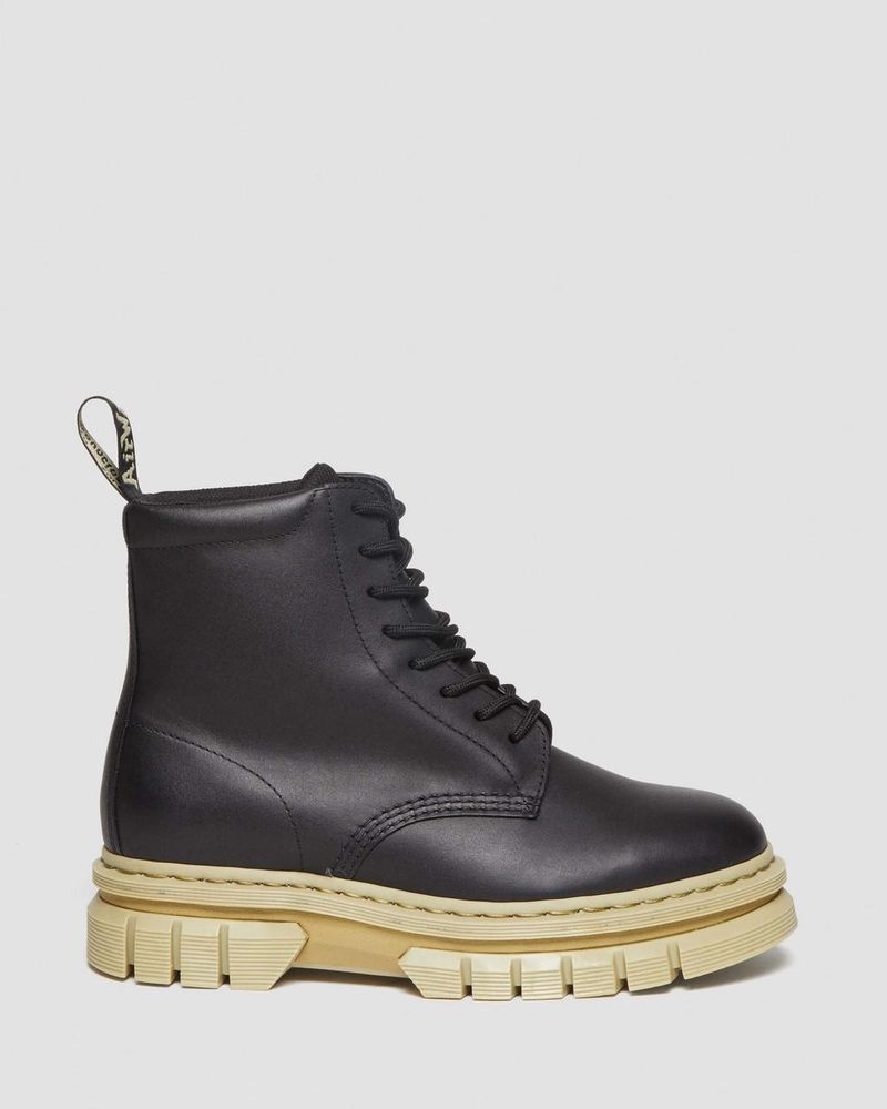 Black Dr Martens Rikard Contrast Sole Platform Lace Up Boots (Polished Lucido) Boots | VT31-T1RJ