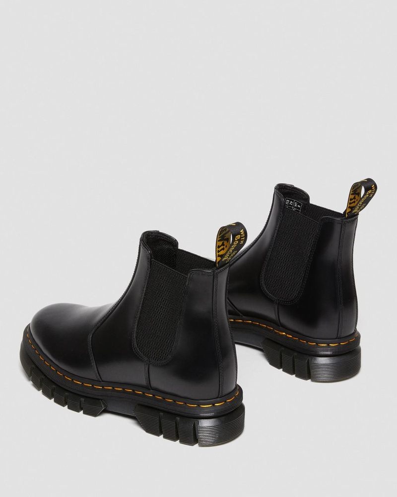 Black Dr Martens Rikard Polished Smooth Leather Chelsea Boots (Polished Smooth) Platforms Boots | AH50-P3EP