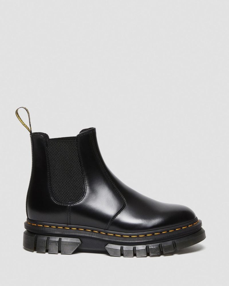 Black Dr Martens Rikard Polished Smooth Leather Chelsea Boots (Polished Smooth) Platforms Boots | AH50-P3EP