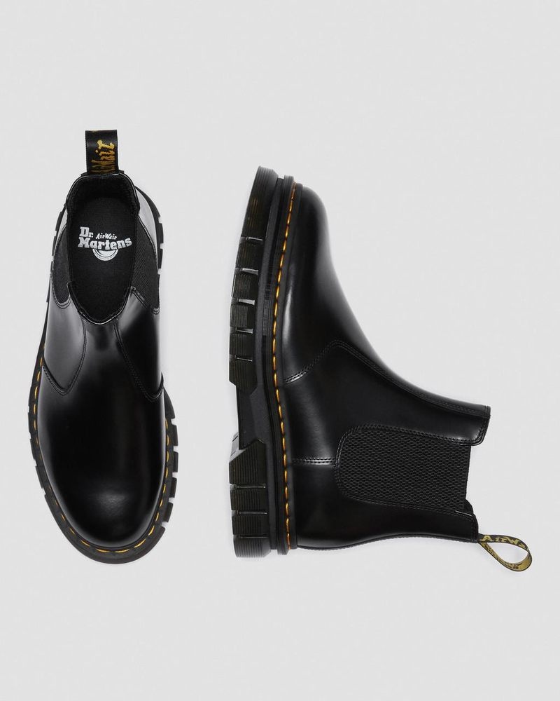 Black Dr Martens Rikard Polished Smooth Leather Chelsea Boots (Polished Smooth) Platforms Boots | AH50-P3EP