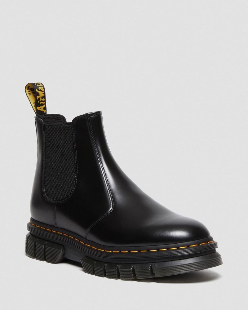 Black Dr Martens Rikard Polished Smooth Leather Chelsea Boots (Polished Smooth) Platforms Boots | AH50-P3EP