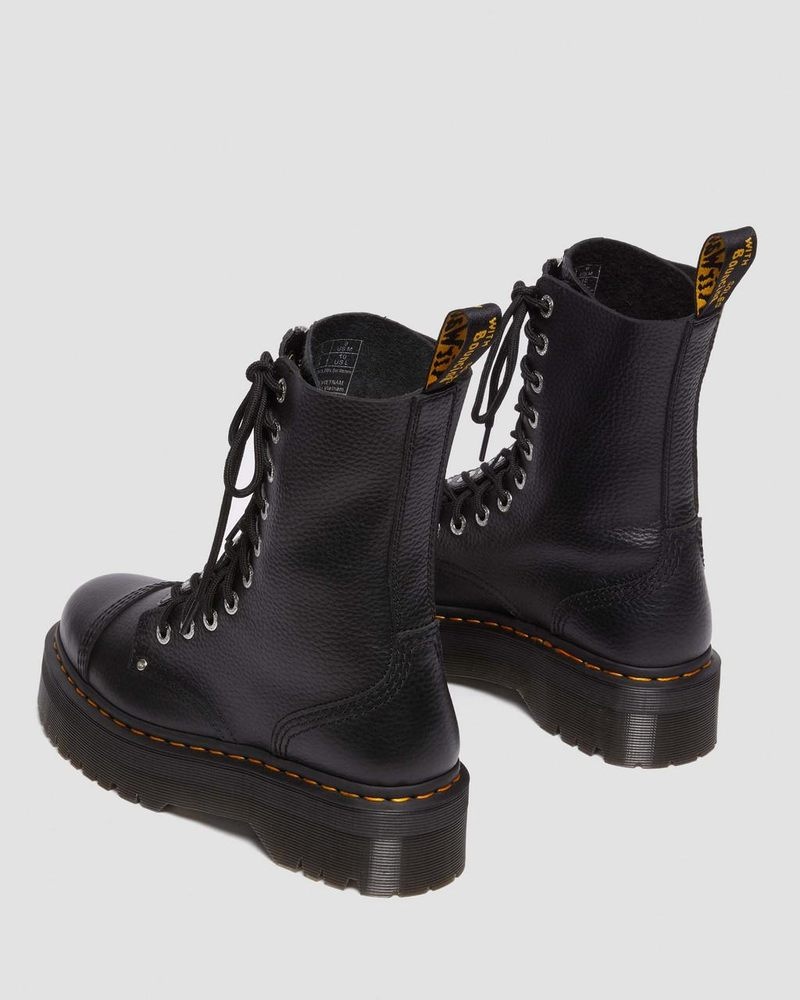 Black Dr Martens Sinclair Hi Milled Nappa Leather Platform Boots (Milled Nappa) Platforms Boots | UB10-S7YV