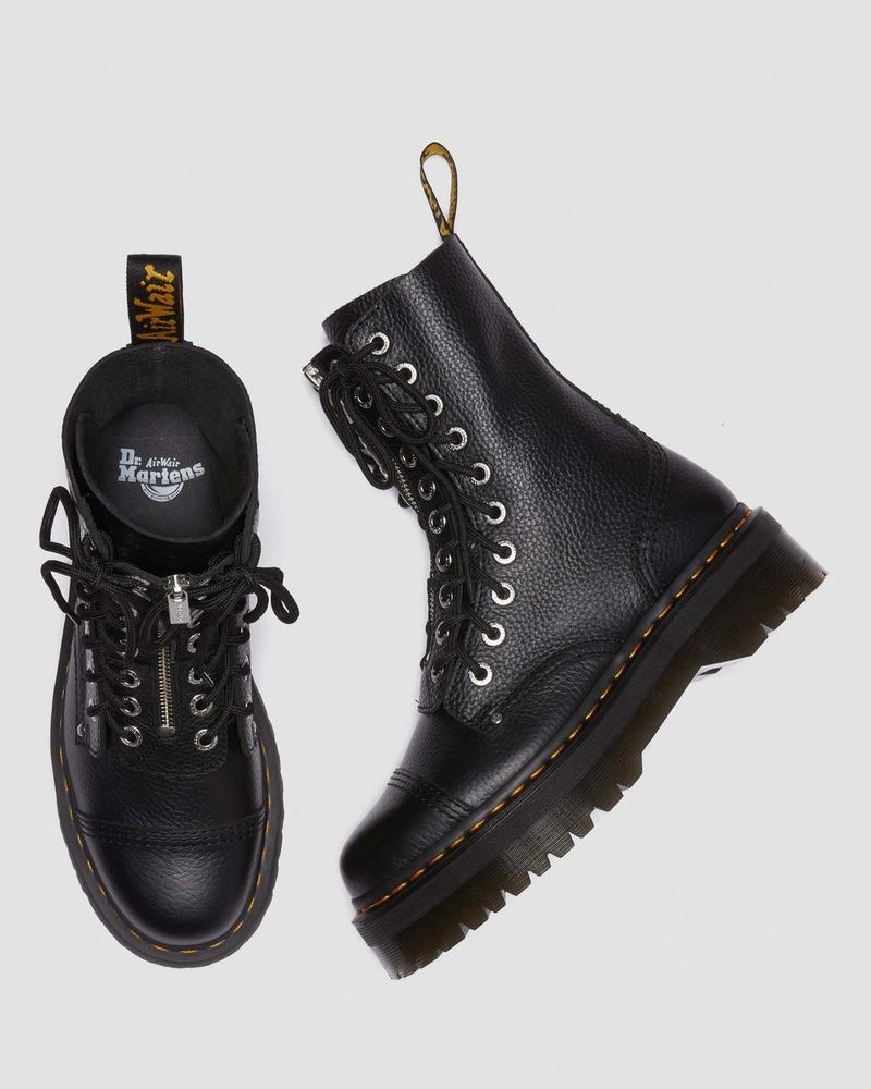 Black Dr Martens Sinclair Hi Milled Nappa Leather Platform Boots (Milled Nappa) Platforms Boots | UB10-S7YV