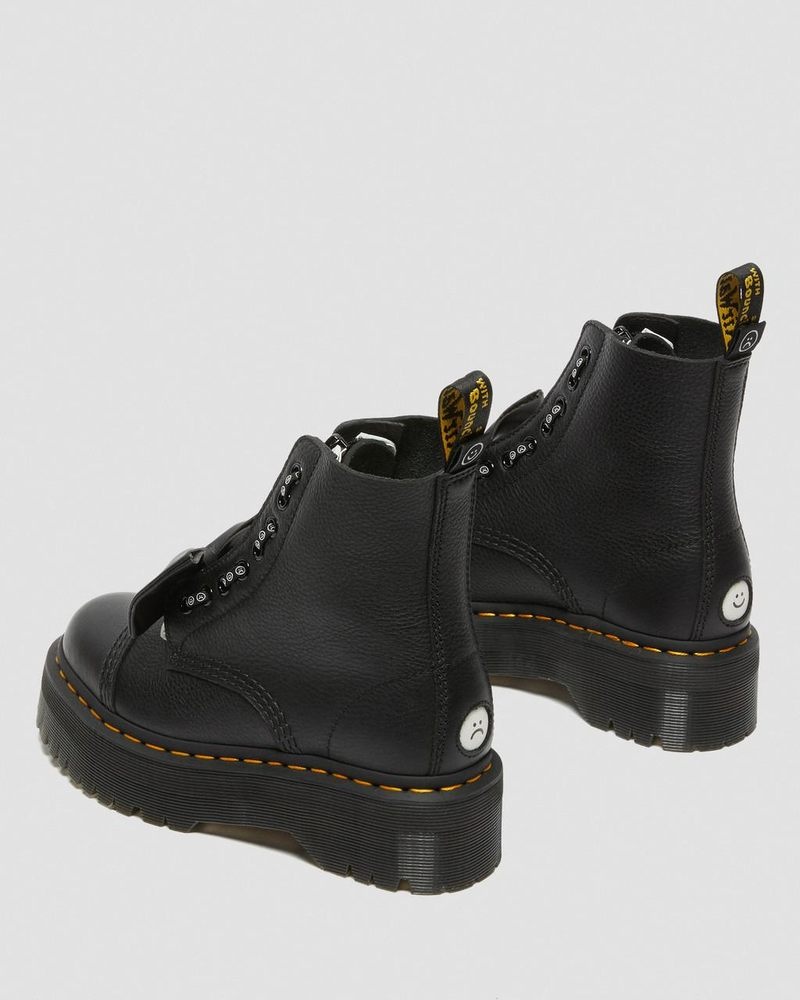 Black Dr Martens Sinclair Lazy Oaf Leather Platform Boots (Pisa) Boots | CR97-M5IB