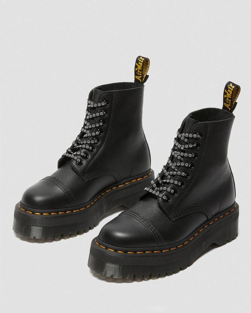 Black Dr Martens Sinclair Lazy Oaf Leather Platform Boots (Pisa) Boots | CR97-M5IB