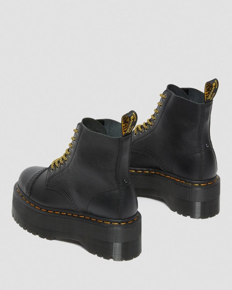 Black Dr Martens Sinclair Max Pisa Leather Platform Boots (Pisa) Platforms Boots | WF84-T2JB