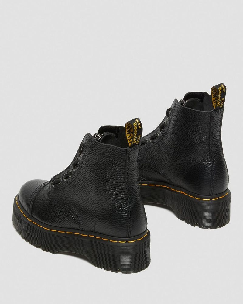 Black Dr Martens Sinclair Milled Nappa Leather Platform Boots (Milled Nappa) Platforms Boots | SJ62-H5PF