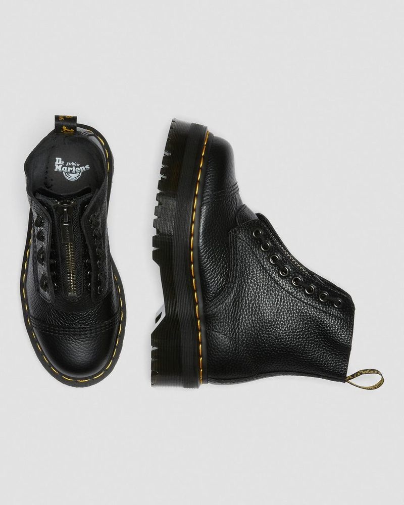 Black Dr Martens Sinclair Milled Nappa Leather Platform Boots (Milled Nappa) Platforms Boots | SJ62-H5PF